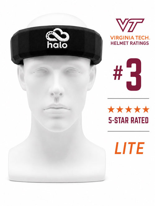 CLOUD Halo Lite black soft-shell flag football headgear, rated #3 and 5-star by the Virginia Tech Helmet Lab