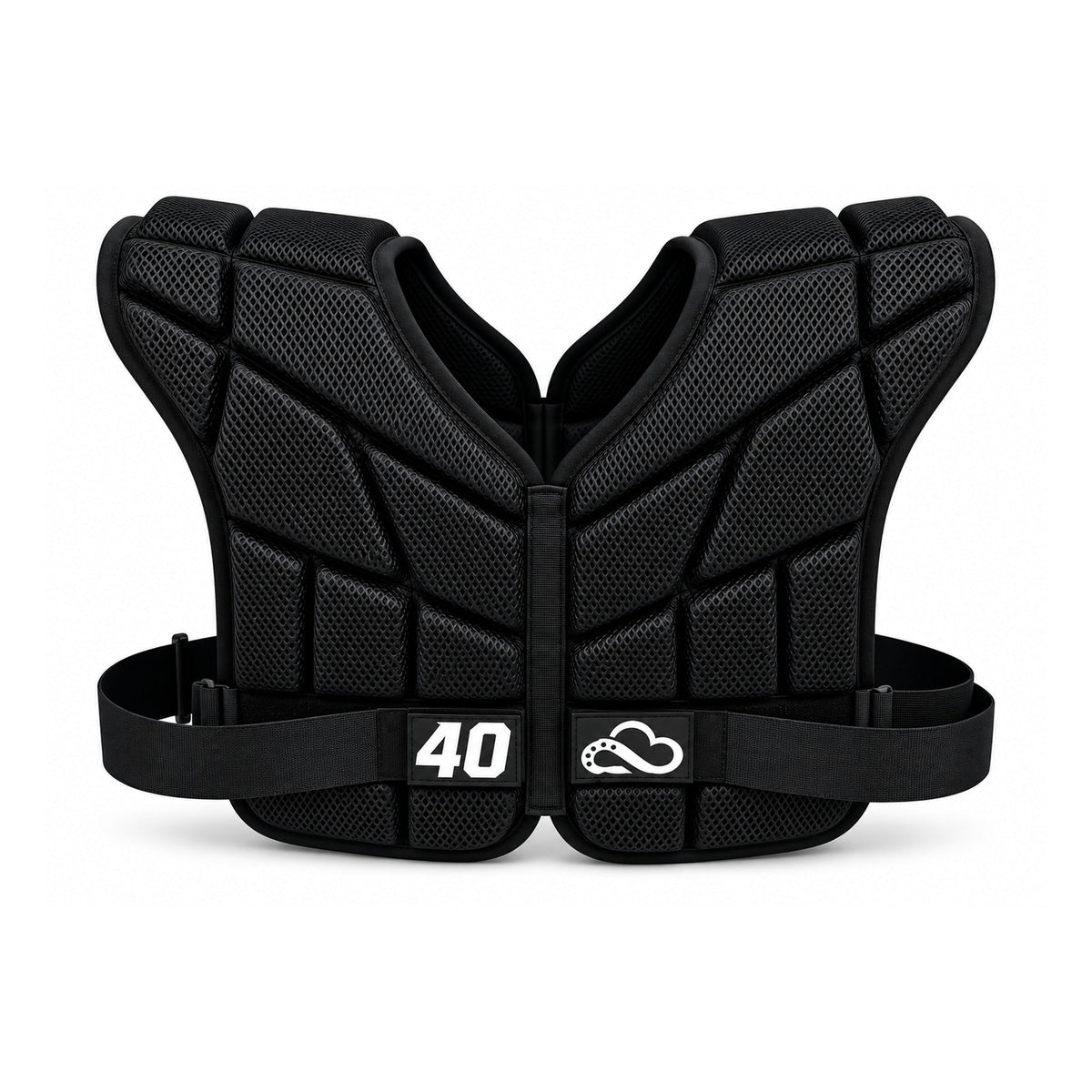 Cloud Cover soft shell shoulder pads, front view, black
