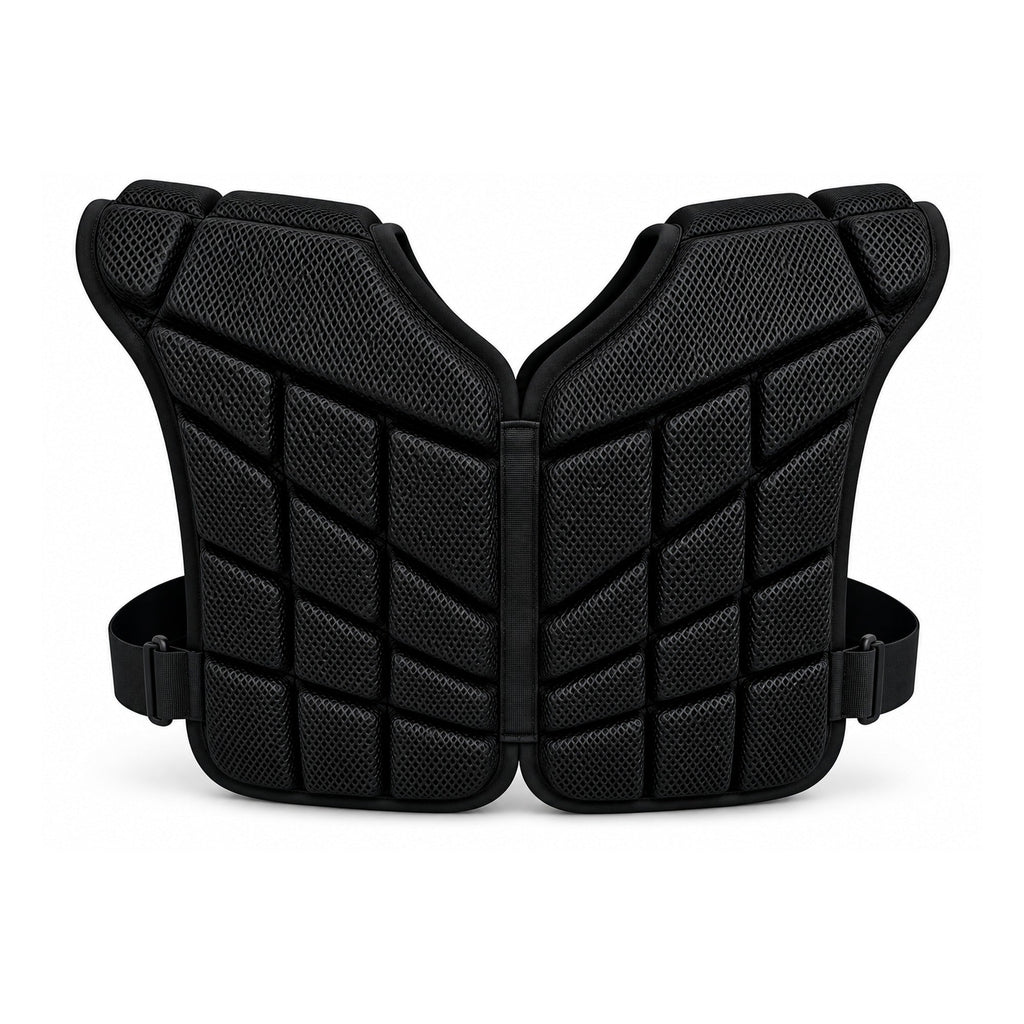 Cloud Cover soft shell shoulder pads, back view, black