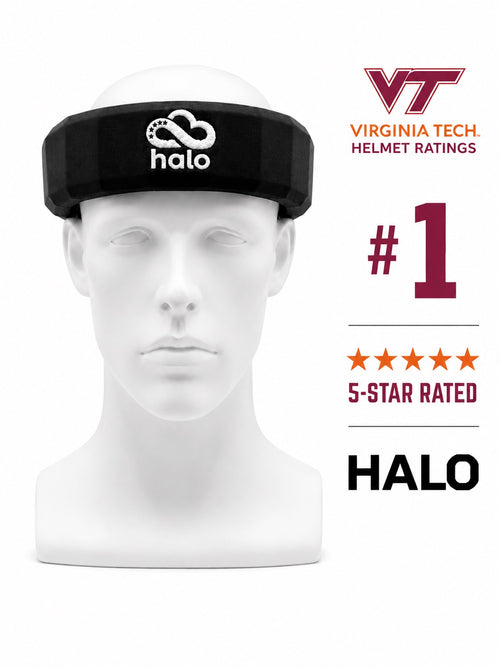 CLOUD Halo black soft-shell flag football headgear, rated #1 and 5-star by the Virginia Tech Helmet Lab